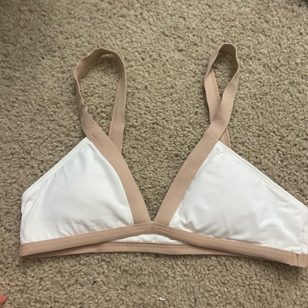 L*Space White and Tan Triangle Bralette